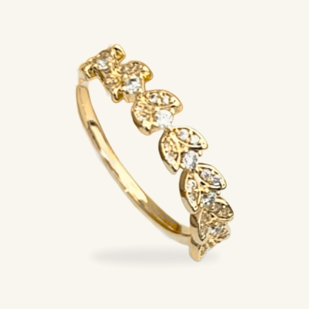 [VANIOL016769] Anillo Hojas Brillantes · Oro Laminado 18K
