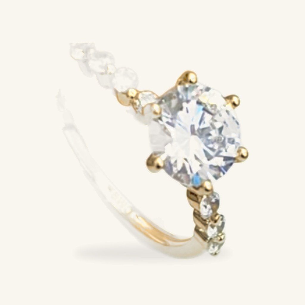 [VANIOL016771] Anillo Solitario Central · Oro Laminado 18K