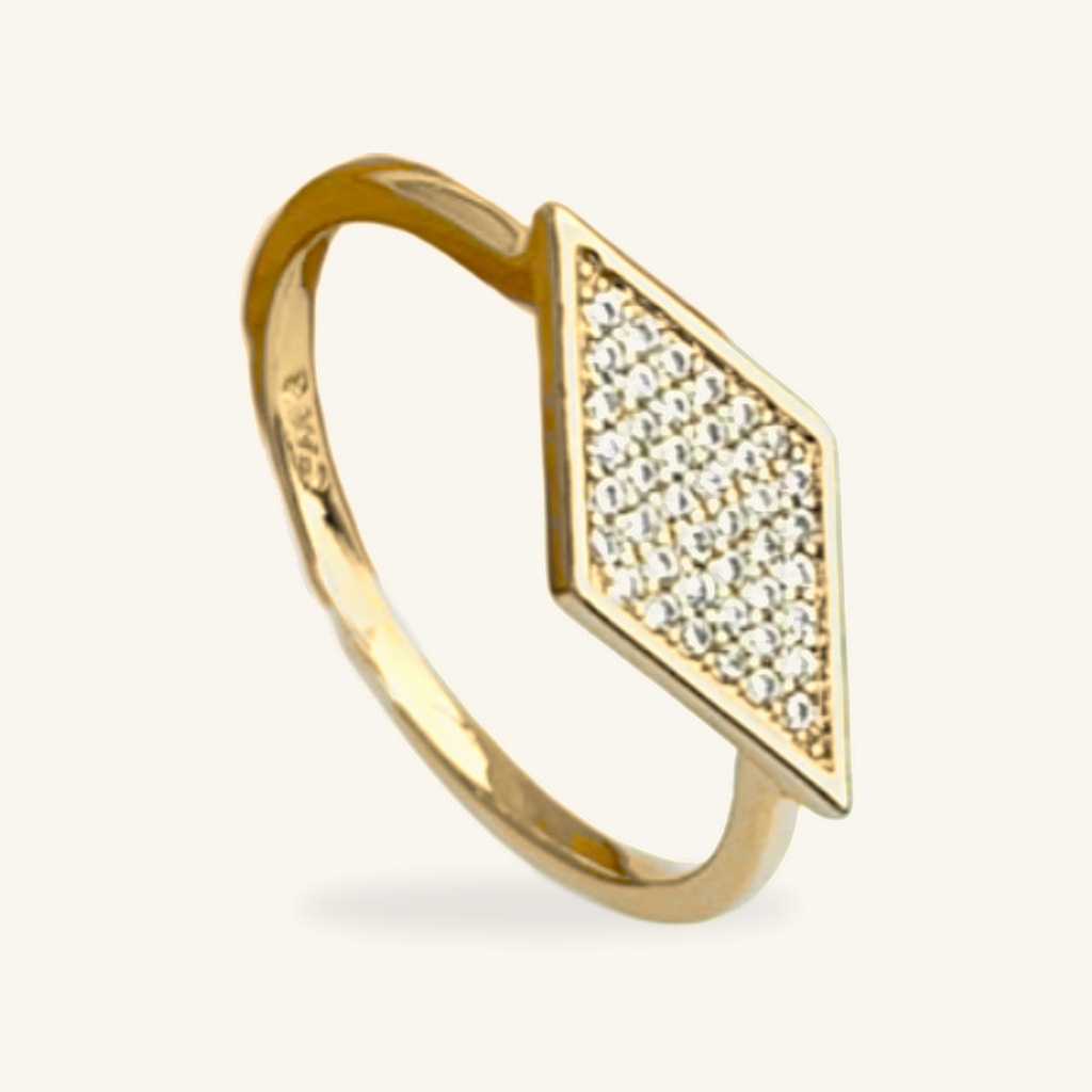 [VANIOL016772] Anillo Rombo Pavé · Oro Laminado 18K