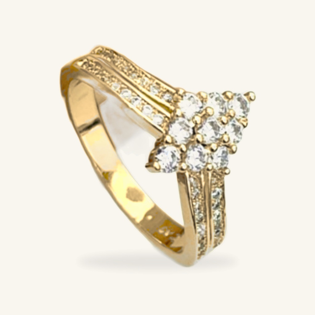 [VANIOL016773] Anillo Rombo Cúmulo de Cristales · Oro Laminado 18K
