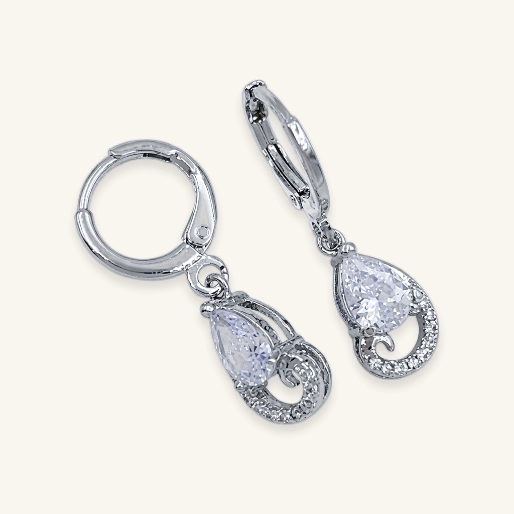 [VACORD036268] Aretes Gota Resplandor · Baño de Rodio