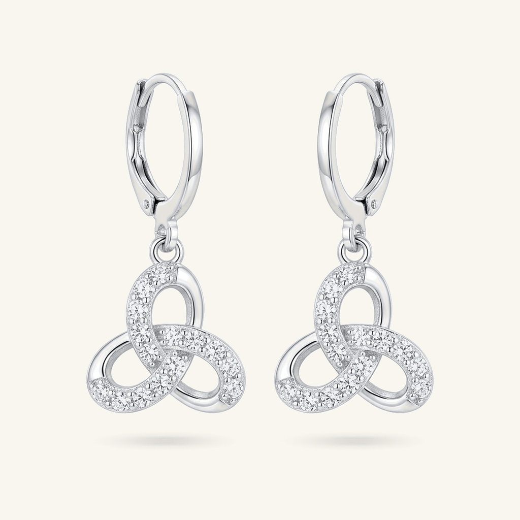 Aretes Nudo Celta Brillante · Baño de Rodio