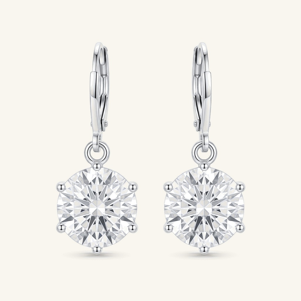 [VACORD036285] Aretes Cristal Solitario Redondo · Baño de Rodio