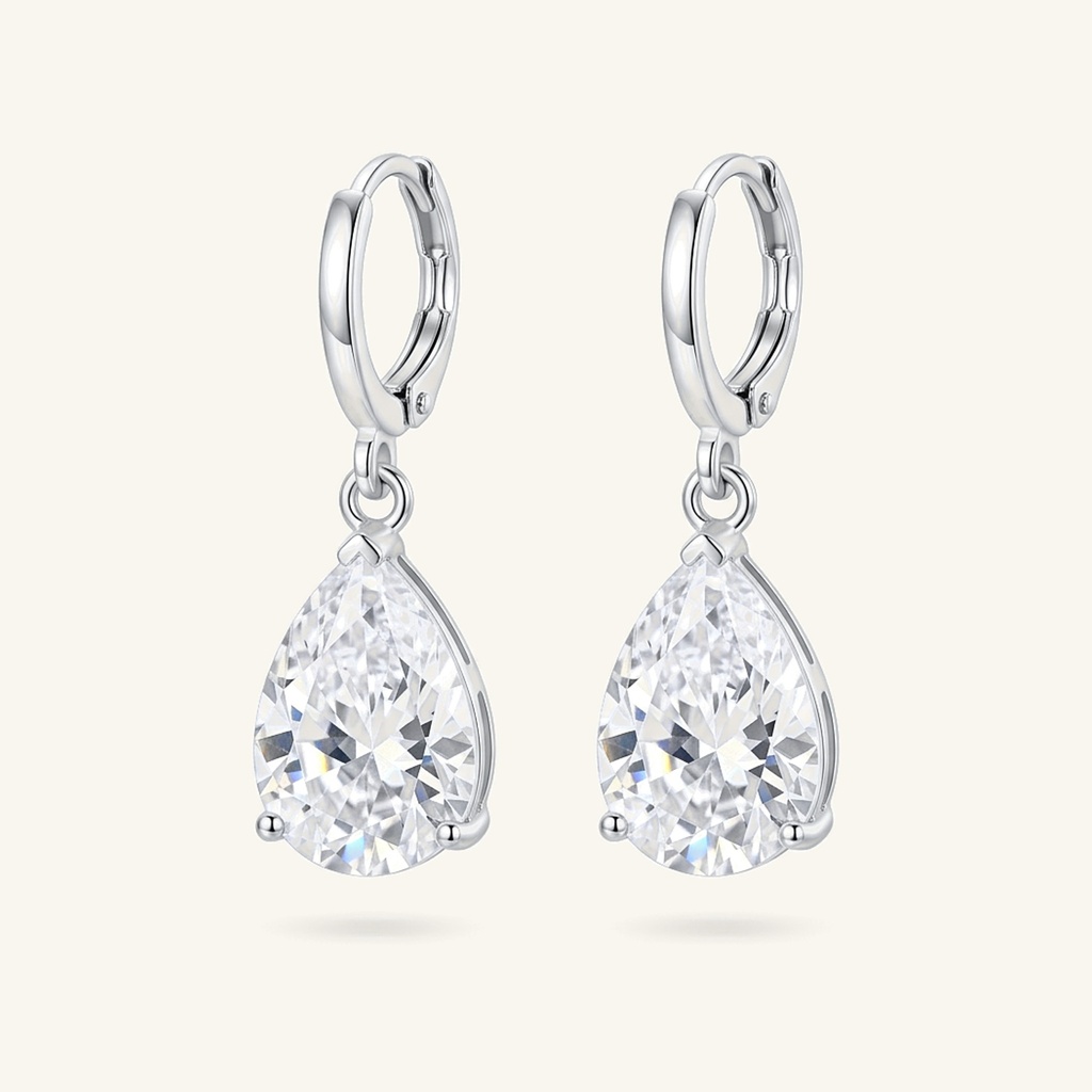 [VACORD036287] Aretes Gota Cristal Radiante · Baño de Rodio