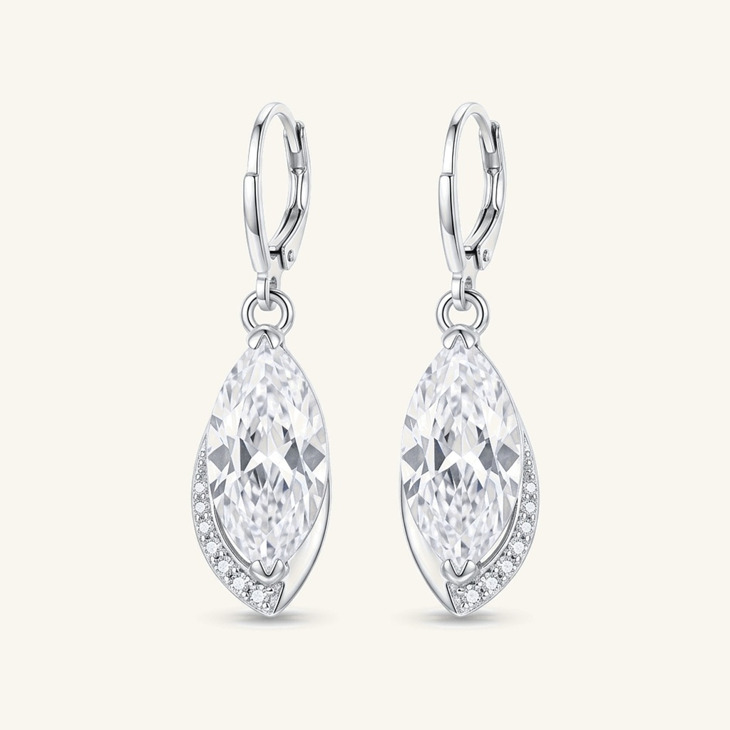 [VACORD036288] Aretes Marquesa Cristal · Baño de Rodio