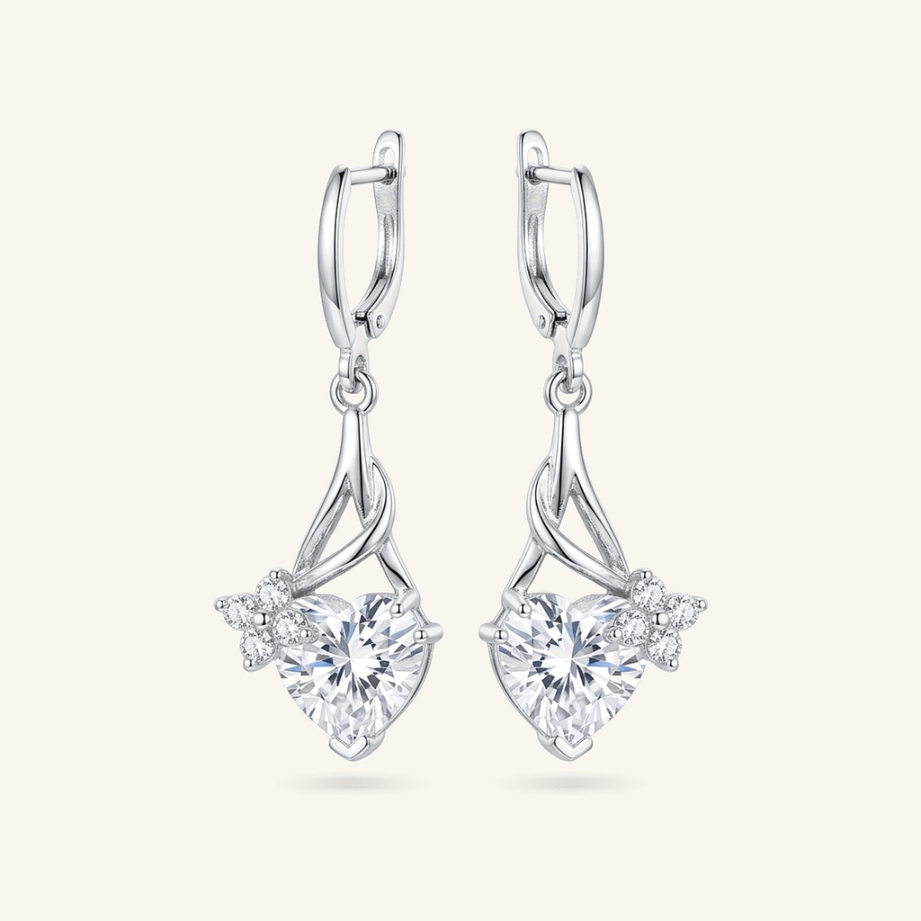 [VACORD036289] Aretes Corazón Cristal Radiante · Baño de Rodio