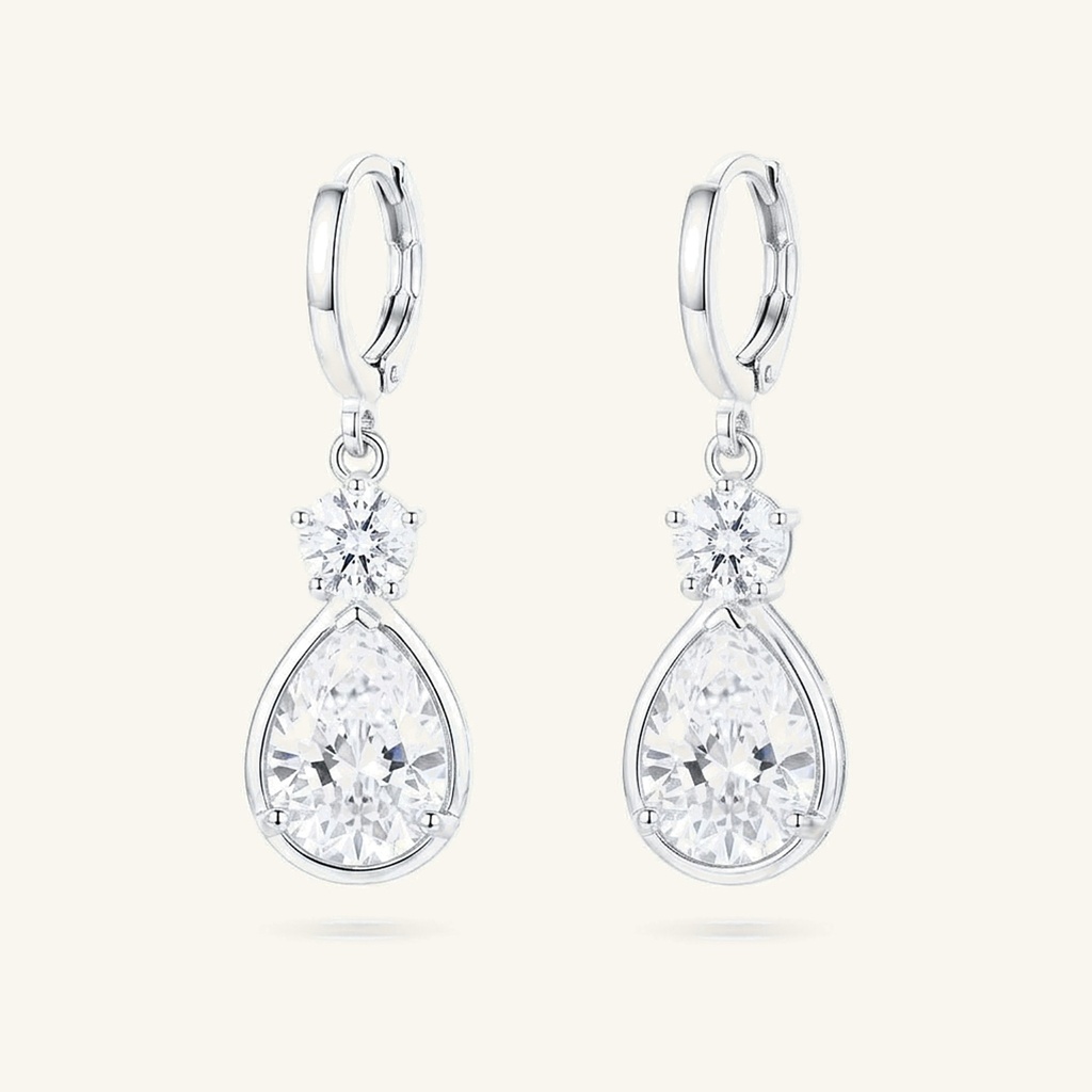 [VACORD036295] Aretes Gota Radiante · Baño de Rodio