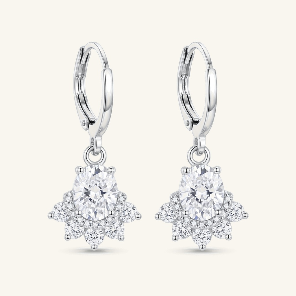 [VACORD036297] Aretes Corona Cristal · Baño de Rodio