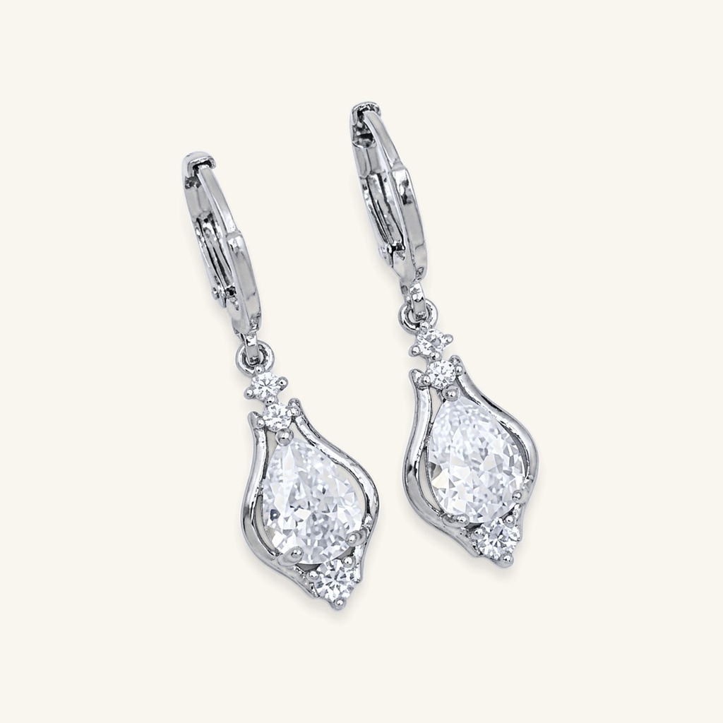 [VACORD036300] Aretes Gota Cristal Radiante · Baño de Rodio
