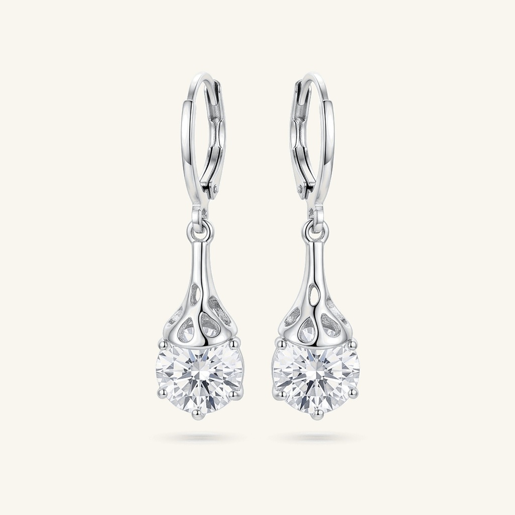 [VACORD036305] Aretes Gota Cristal Brillante · Baño de Rodio