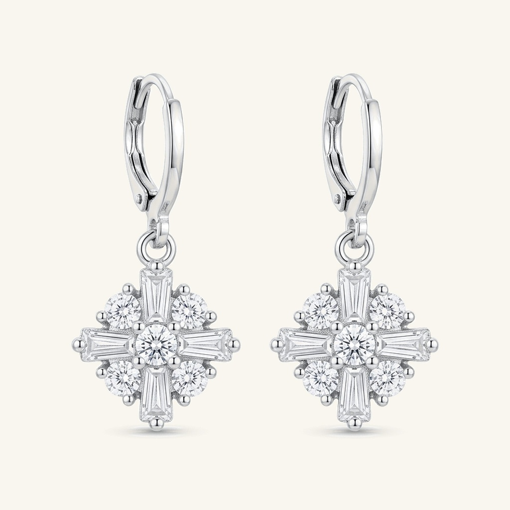 [VACORD036306] Aretes Estrella Baguette · Baño de Rodio