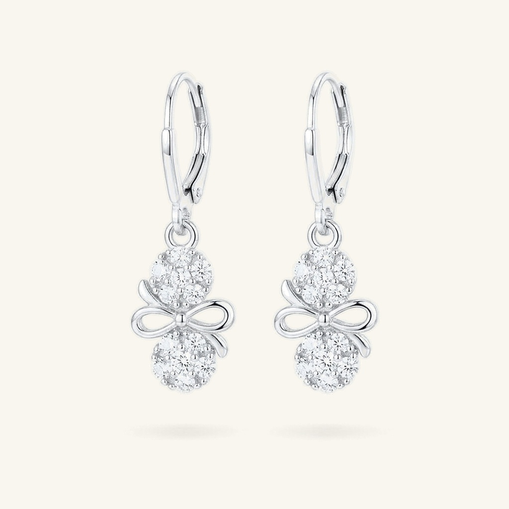 Aretes Moño Brillante · Baño de Rodio