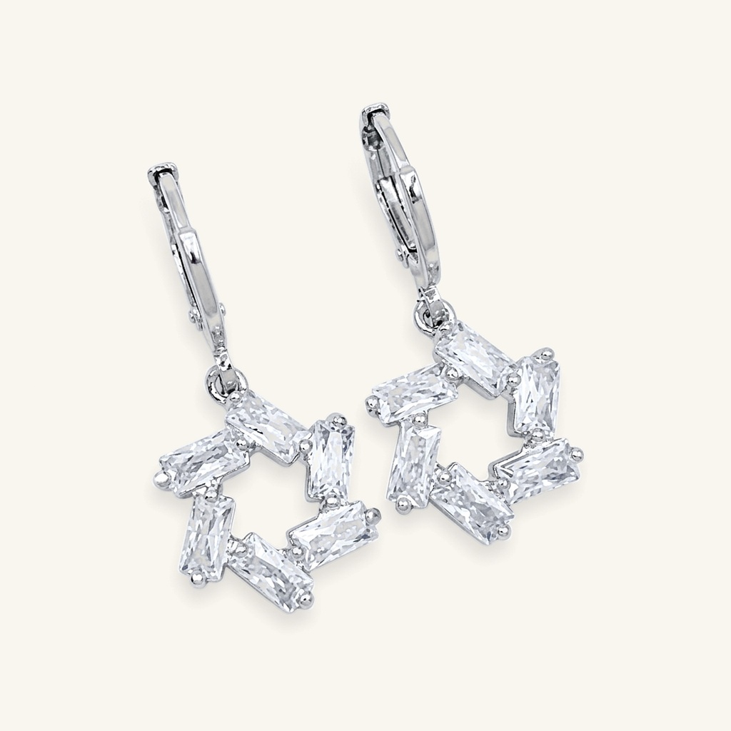 [VACORD036327] Aretes Estrella Baguette · Baño de Rodio
