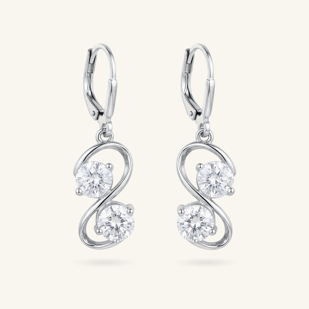 [VACORD036331] Aretes Curva Doble Cristal · Baño de Rodio