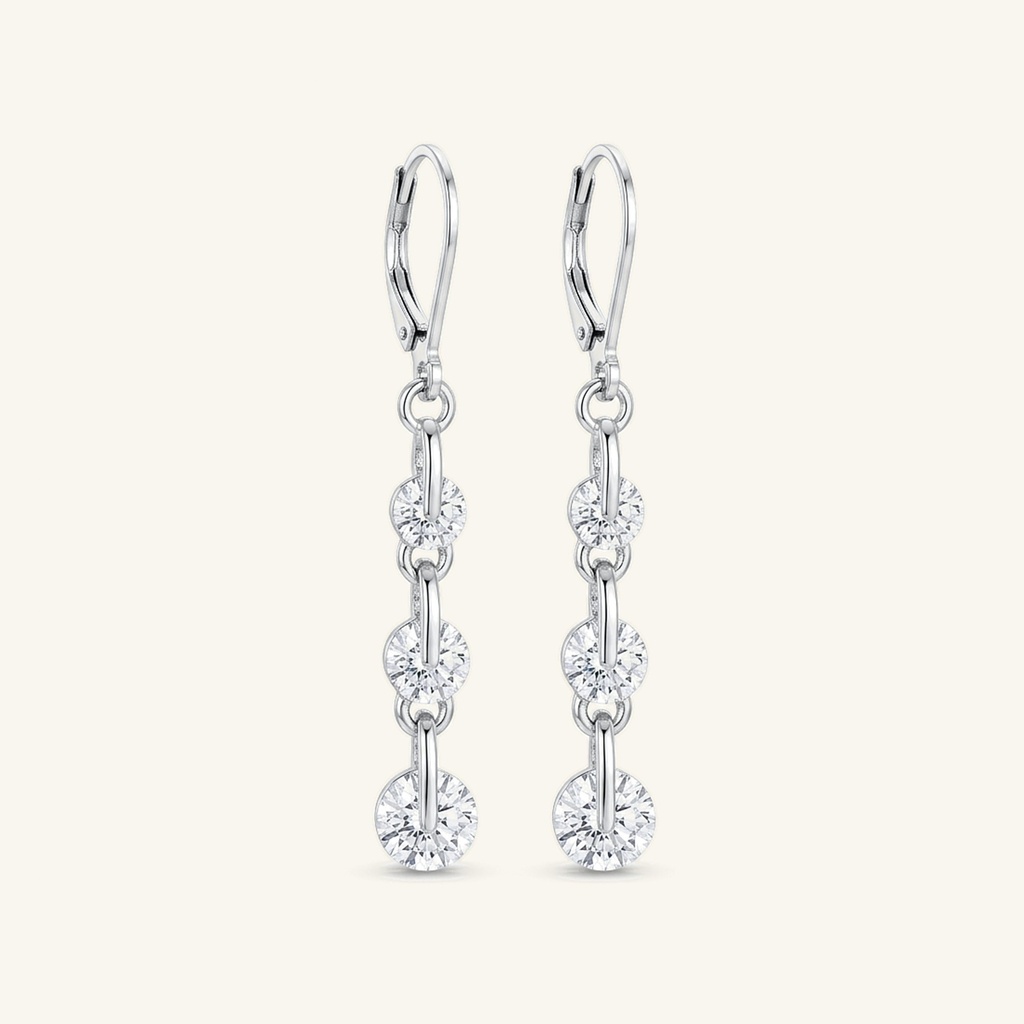 [VACORD036344] Aretes Cascada Cristal Radiante · Baño de Rodio
