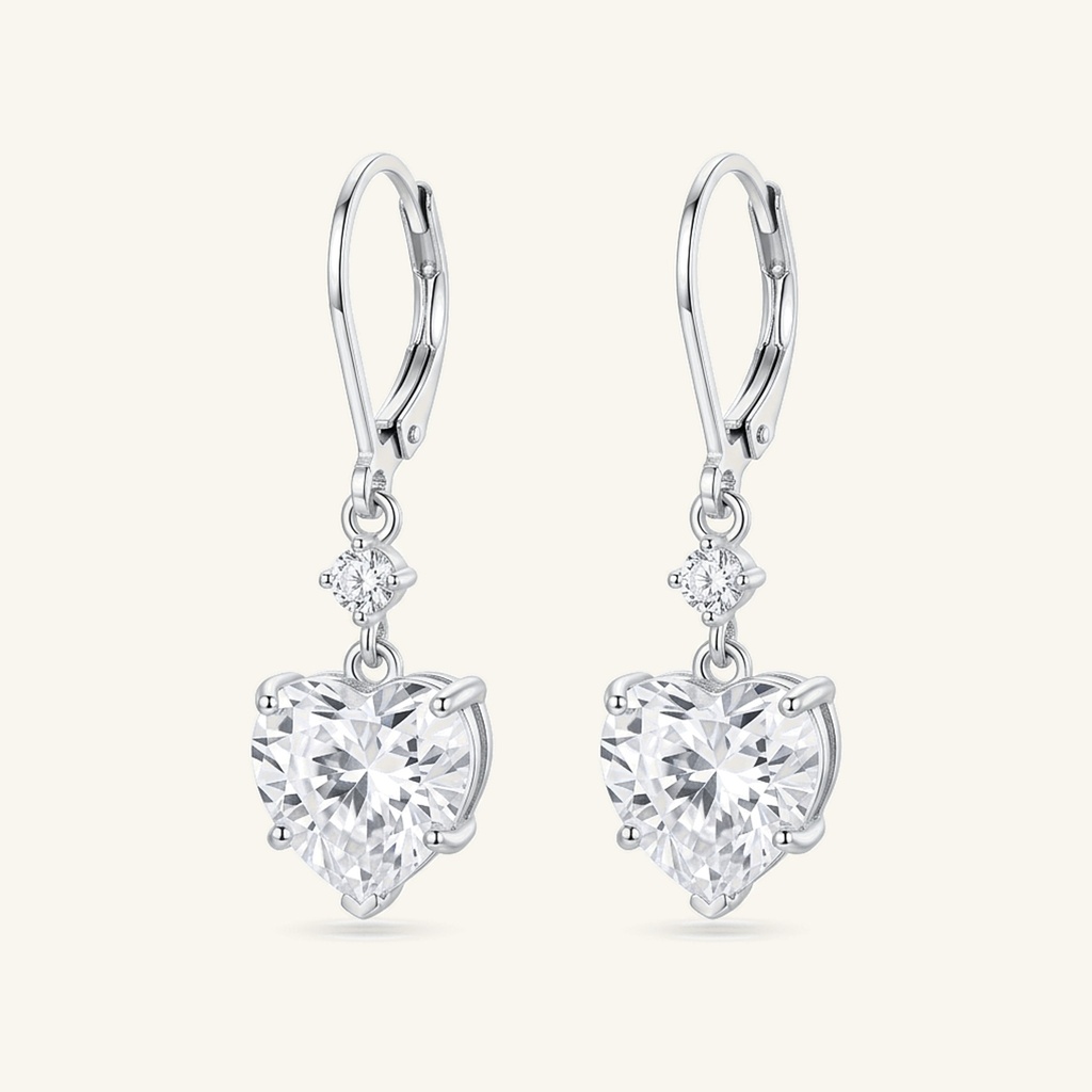[VACORD036361] Aretes Corazón Cristal Brillante · Baño de Rodio