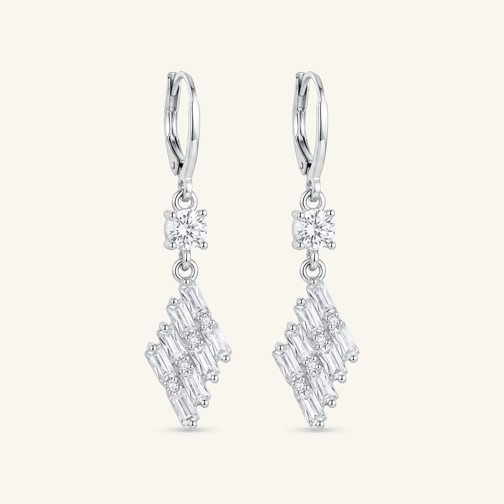 [VACORD036366] Aretes Cascada Baguette · Baño de Rodio