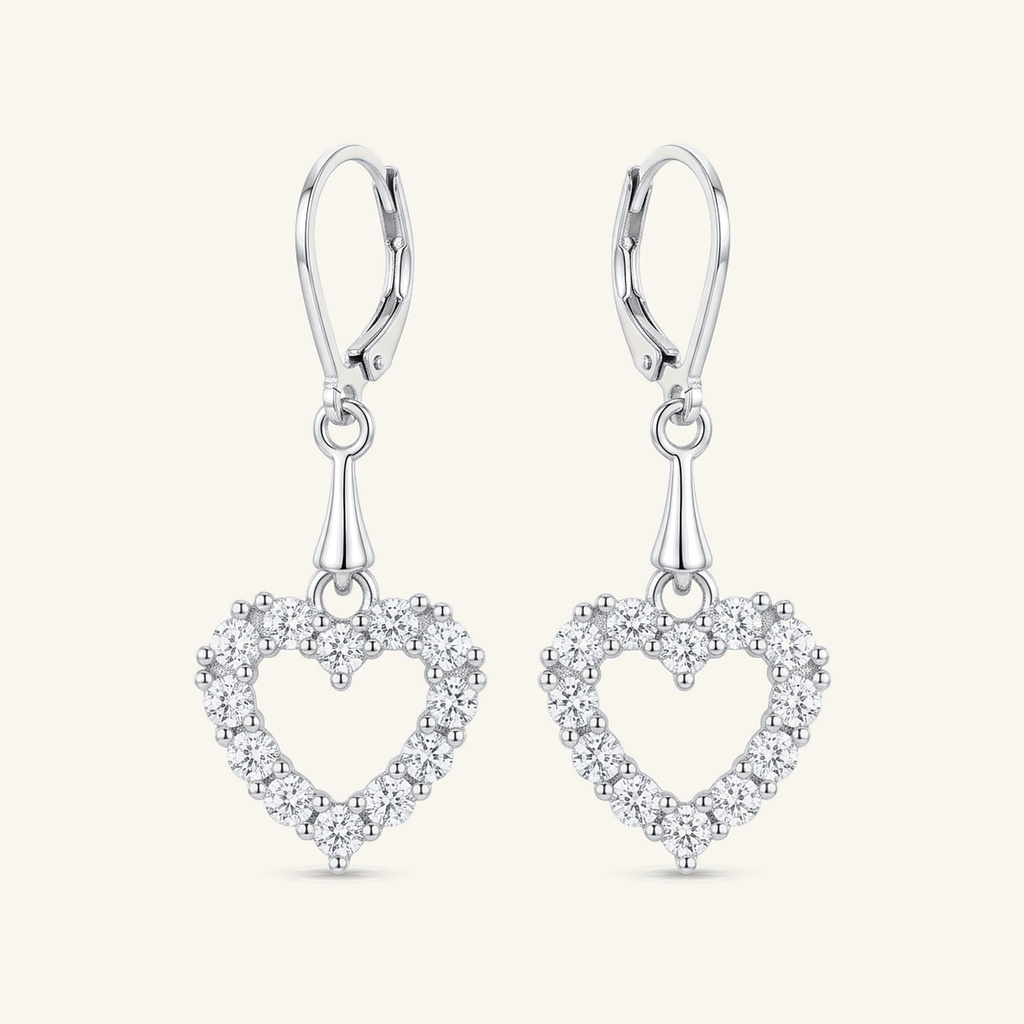 [VACORD036370] Aretes Corazón Cristales Brillantes · Baño de Rodio