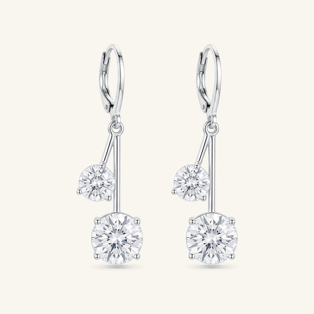 [VACORD036372] Aretes Doble Cristal Radiante · Baño de Rodio
