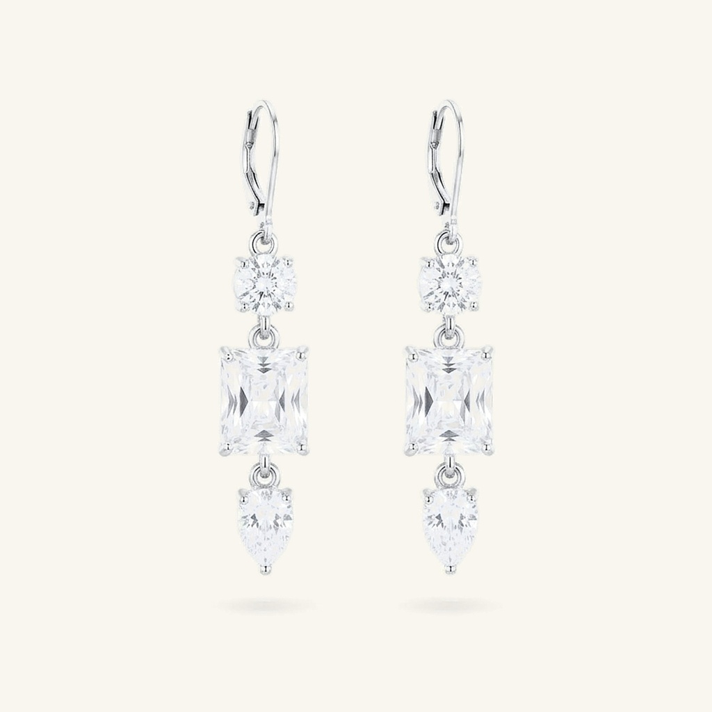 [VACORD036375] Aretes Colgantes Cristales Facetados · Baño de Rodio