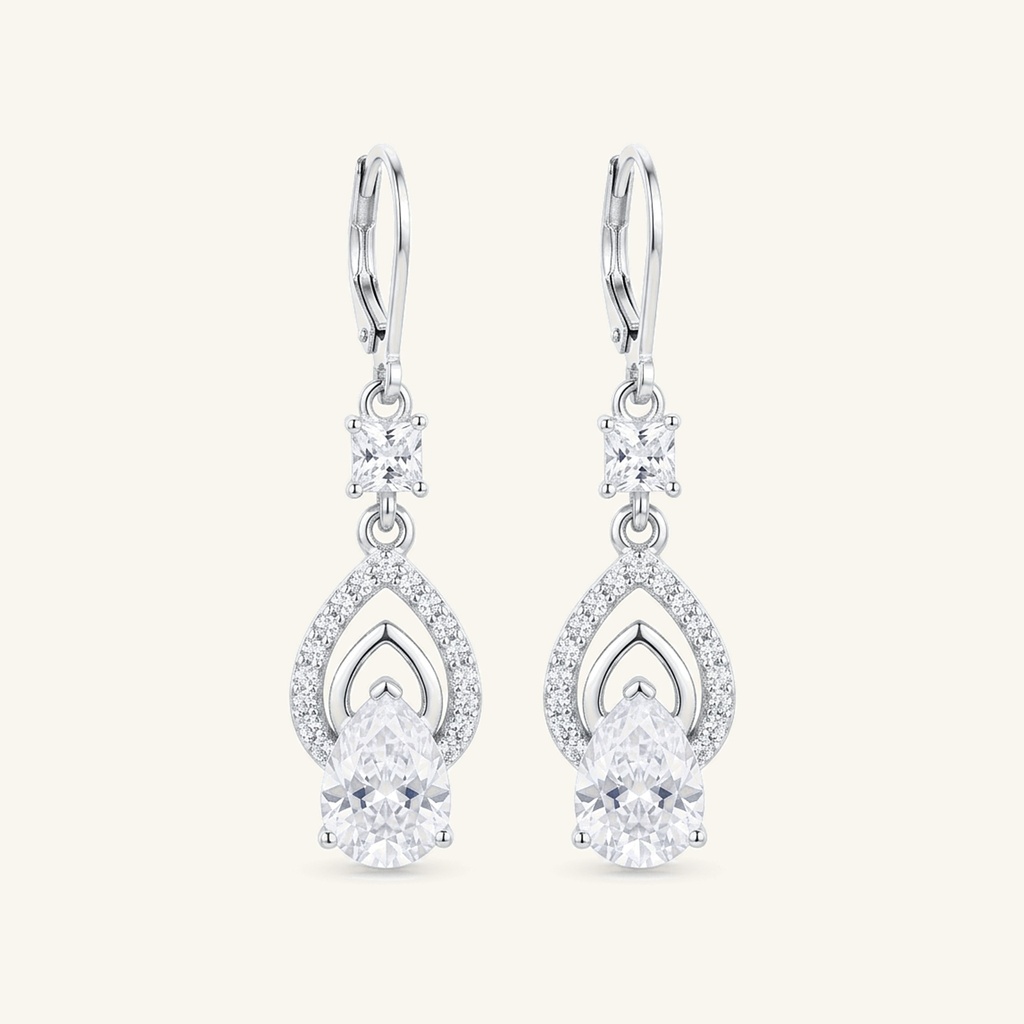 [VACORD036377] Aretes Gota Radiante · Baño de Rodio