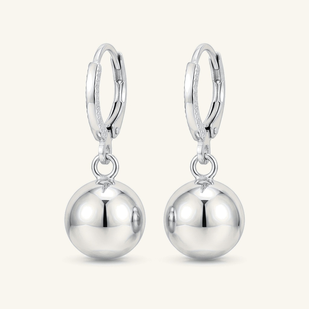 [VACORD036386] Aretes Esfera Colgante · Baño de Rodio