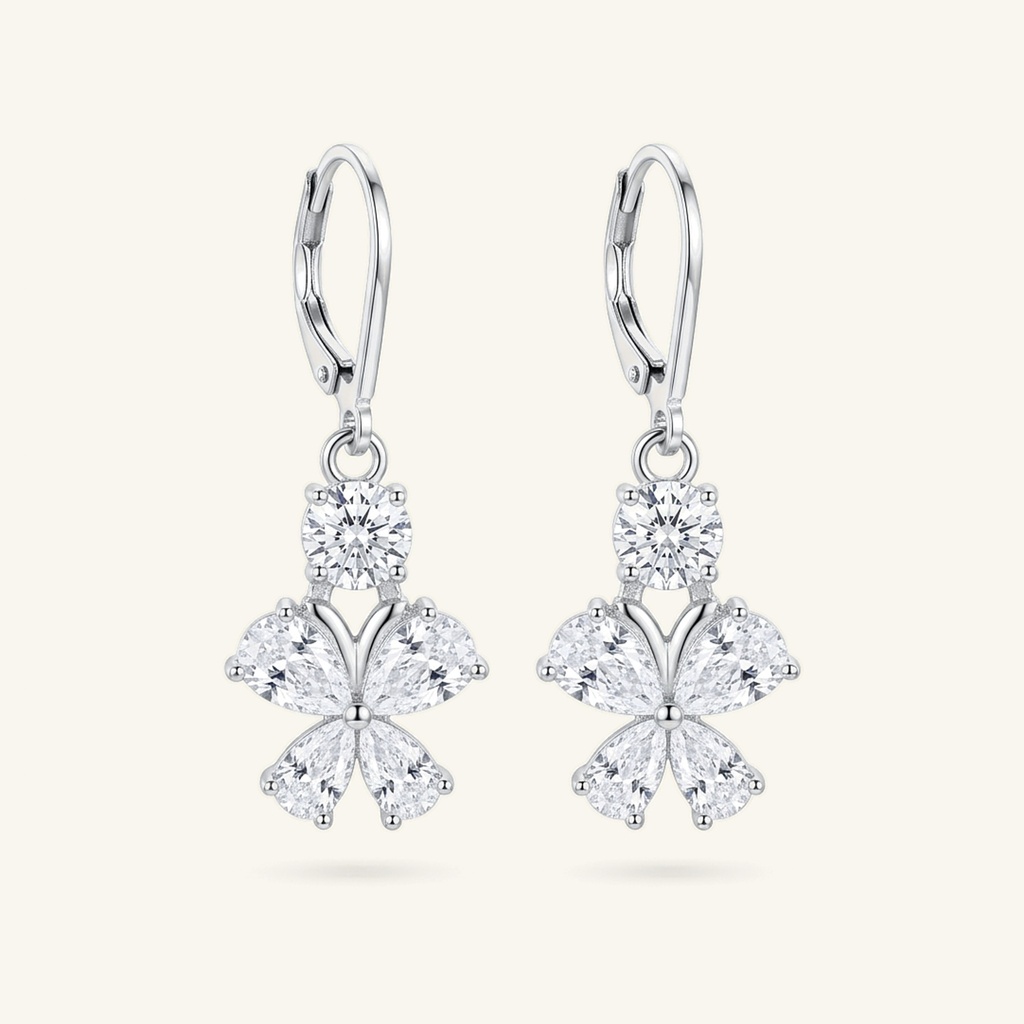 [VACORD036413] Aretes Mariposa Cristal · Baño de Rodio