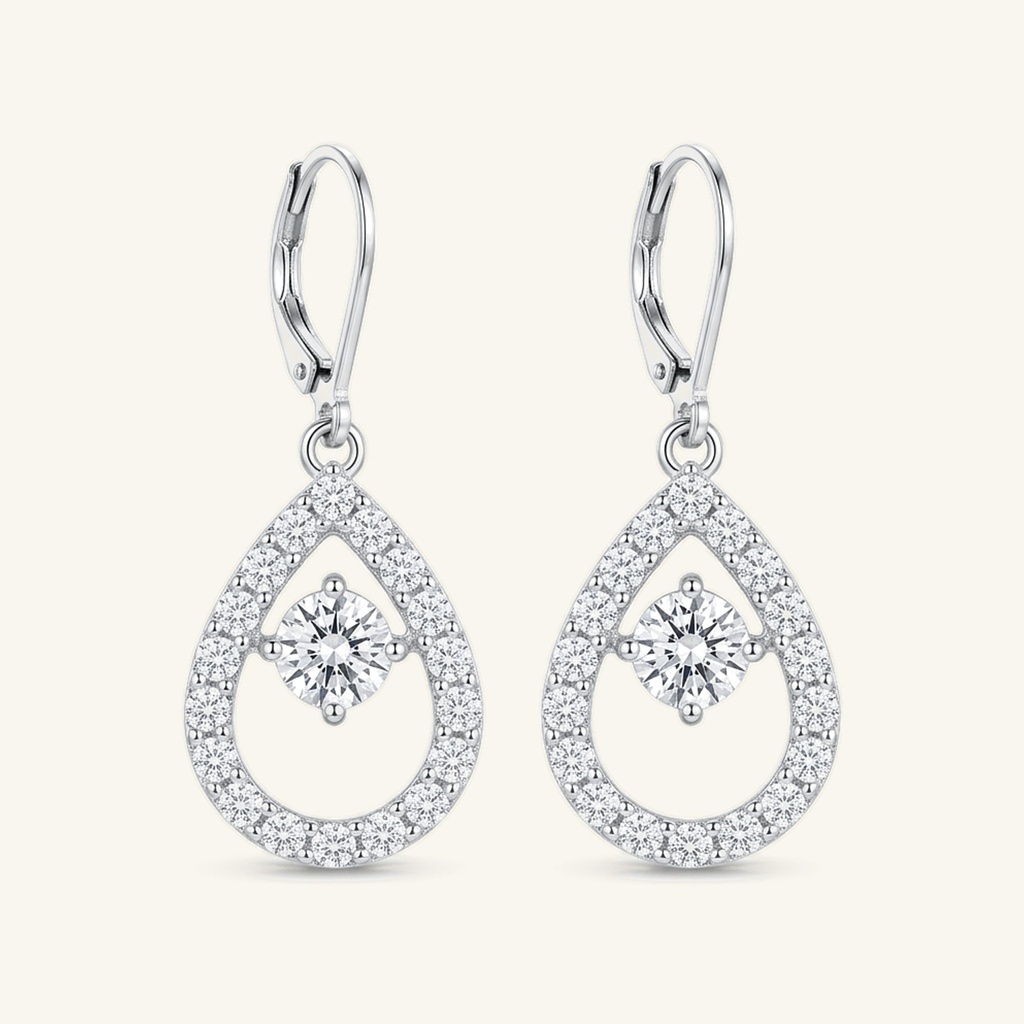 [VACORD036421] Aretes Gota Cristal Radiante · Baño de Rodio