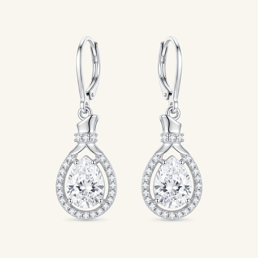 [VACORD036425] Aretes Gota Radiante · Baño de Rodio