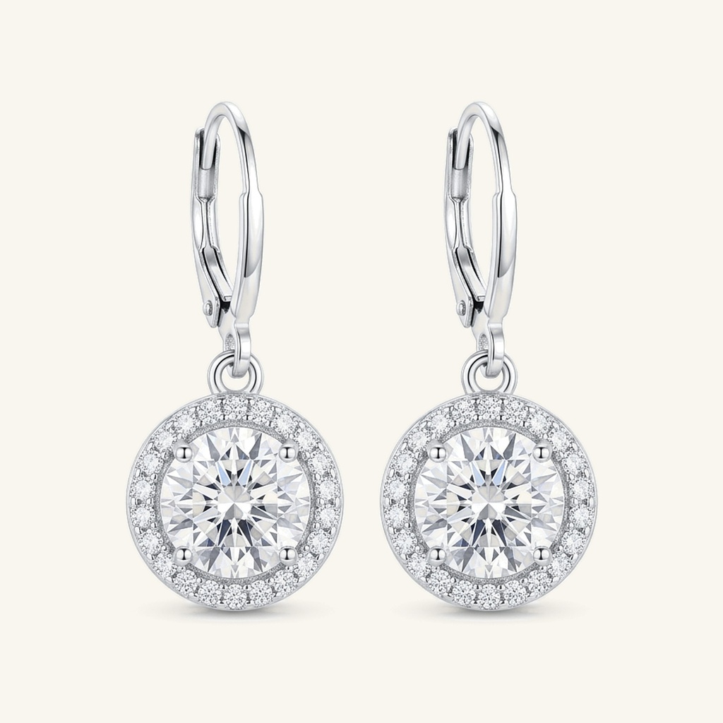 [VACORD036432] Aretes Halo Cristal Radiante · Baño de Rodio