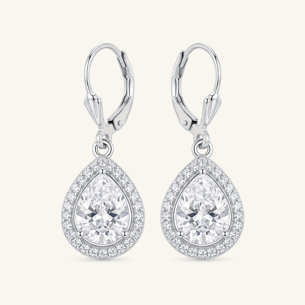 [VACORD036433] Aretes Gota Cristal Brillante · Baño de Rodio