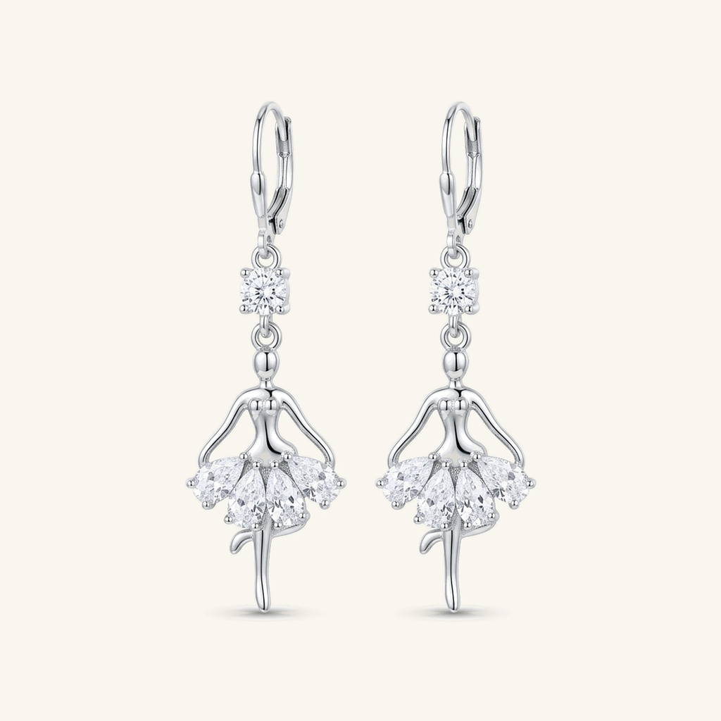[VACORD036453] Aretes Bailarina Brillante · Baño de Rodio