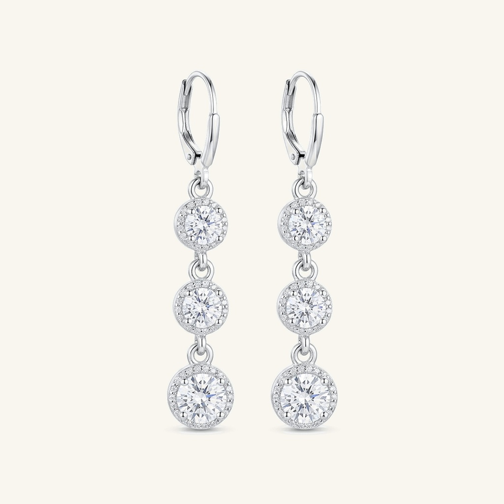 [VACORD036454] Aretes Cascada Halo Brillante · Baño de Rodio