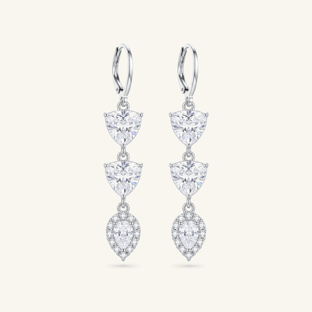 [VACORD036455] Aretes Cascada Gota Cristal · Baño de Rodio