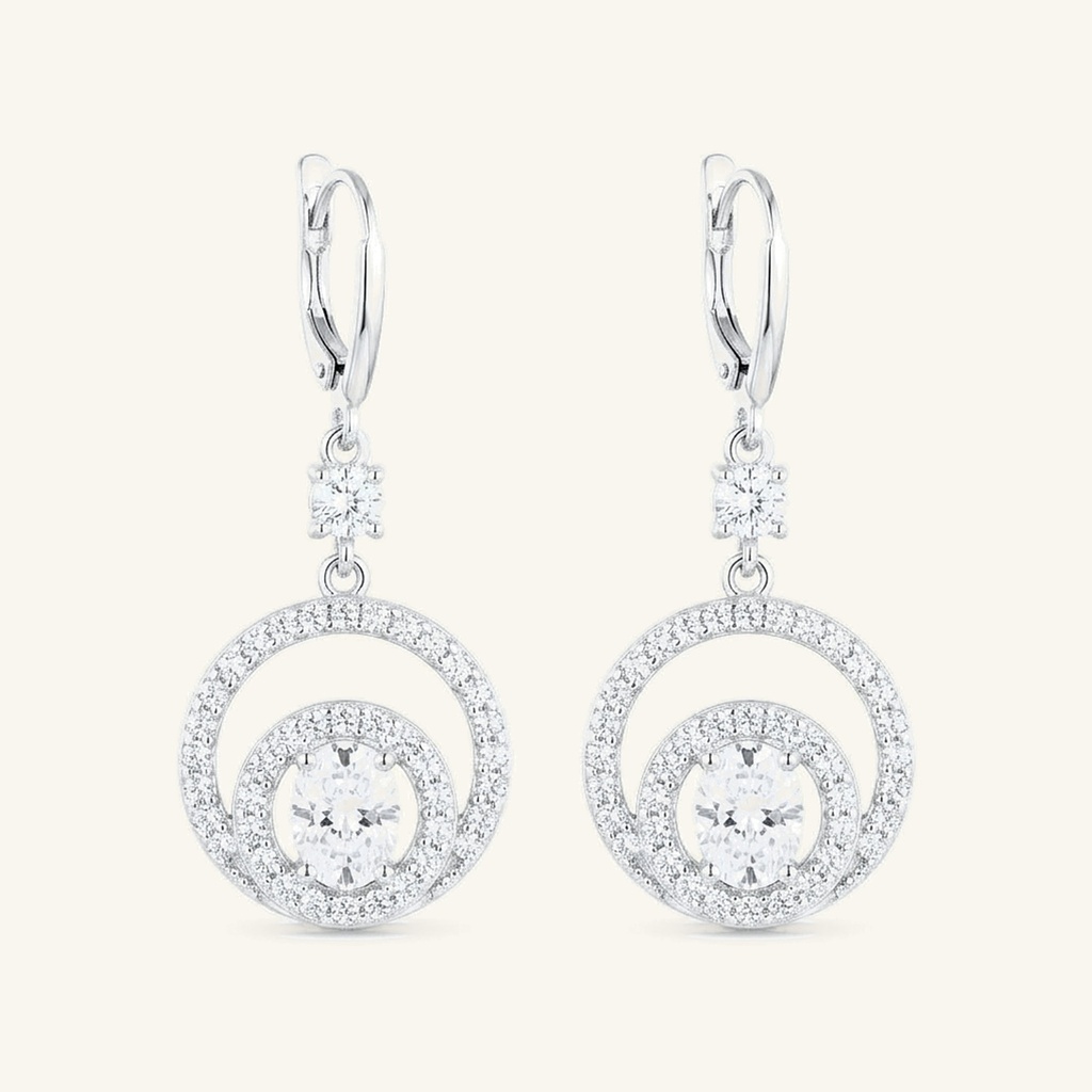 [VACORD036466] Aretes Círculos Halo Radiante · Baño de Rodio