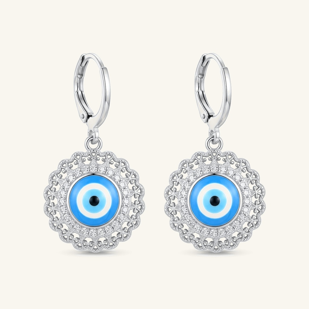 [VACORD036481] Aretes Ojo Turco Radiante · Baño de Rodio