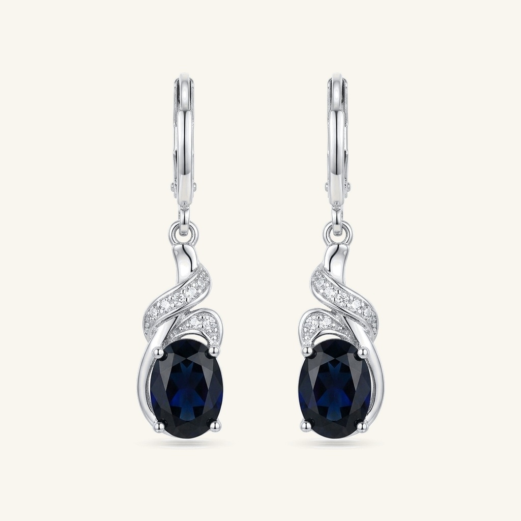 [VACORD036518] Aretes Espiral Azul Profundo · Baño de Rodio
