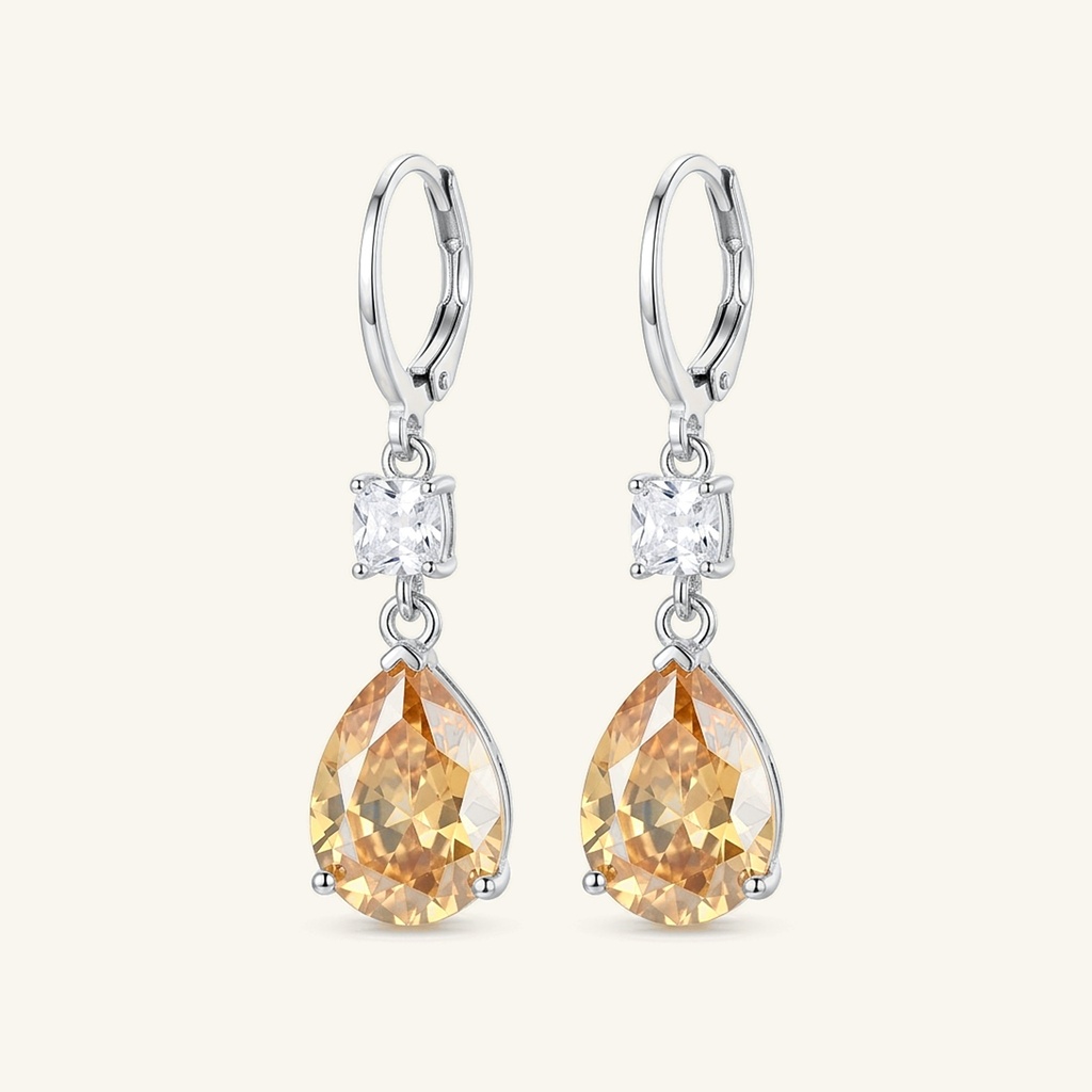 [VACORD036543] Aretes Gota Champán · Baño de Rodio