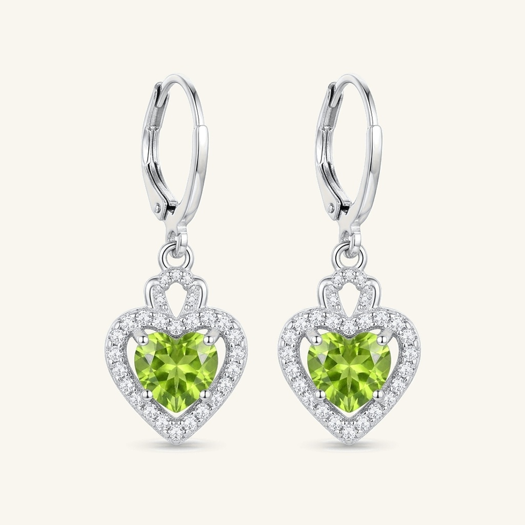 [VACORD036553] Aretes Corazón Verde Radiante · Baño de Rodio