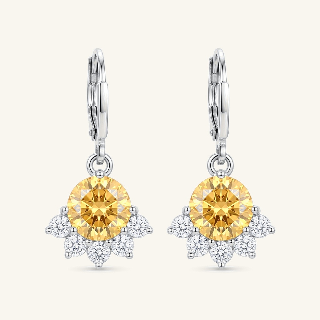 Aretes Resplandor Amarillo · Baño de Rodio