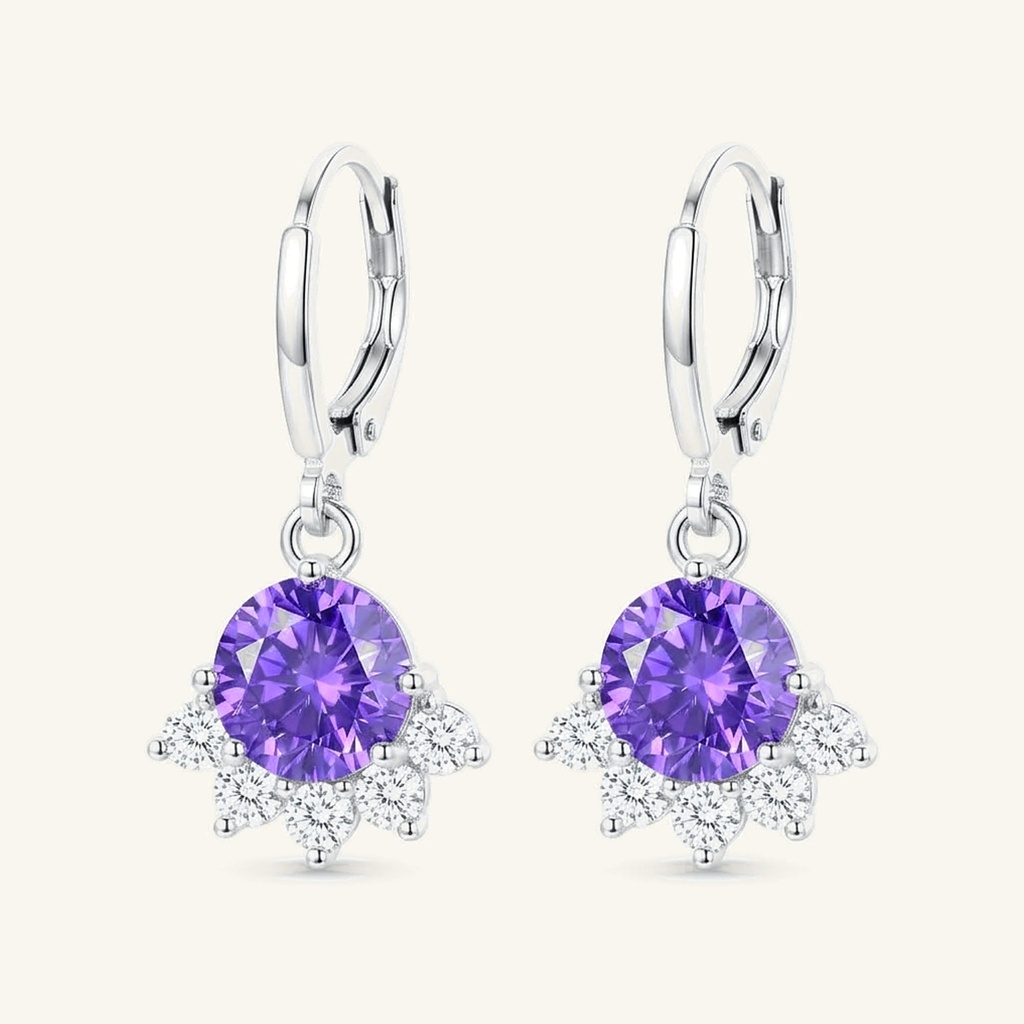 [VACORD036558] Aretes Corona Violeta · Baño de Rodio