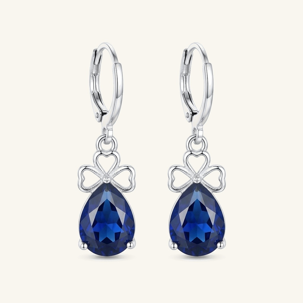 [VACORD036562] Aretes Gota Azul Zafiro · Baño de Rodio
