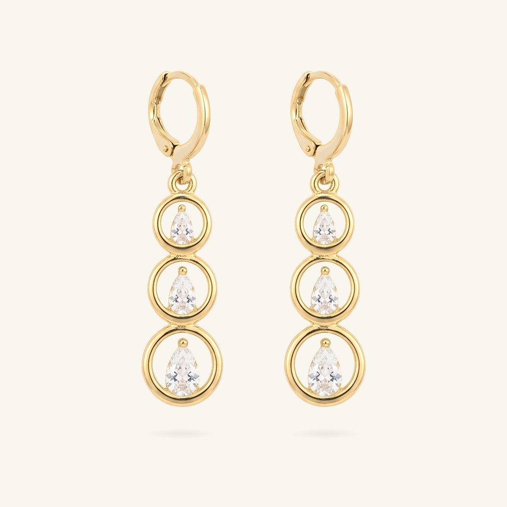[VACOOL036112] Aretes Círculos y Gotas · Oro Laminado 18K
