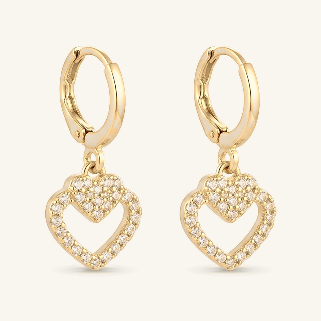 [VACOOL036141] Huggies Doble Corazón Brillante · Oro Laminado 18K