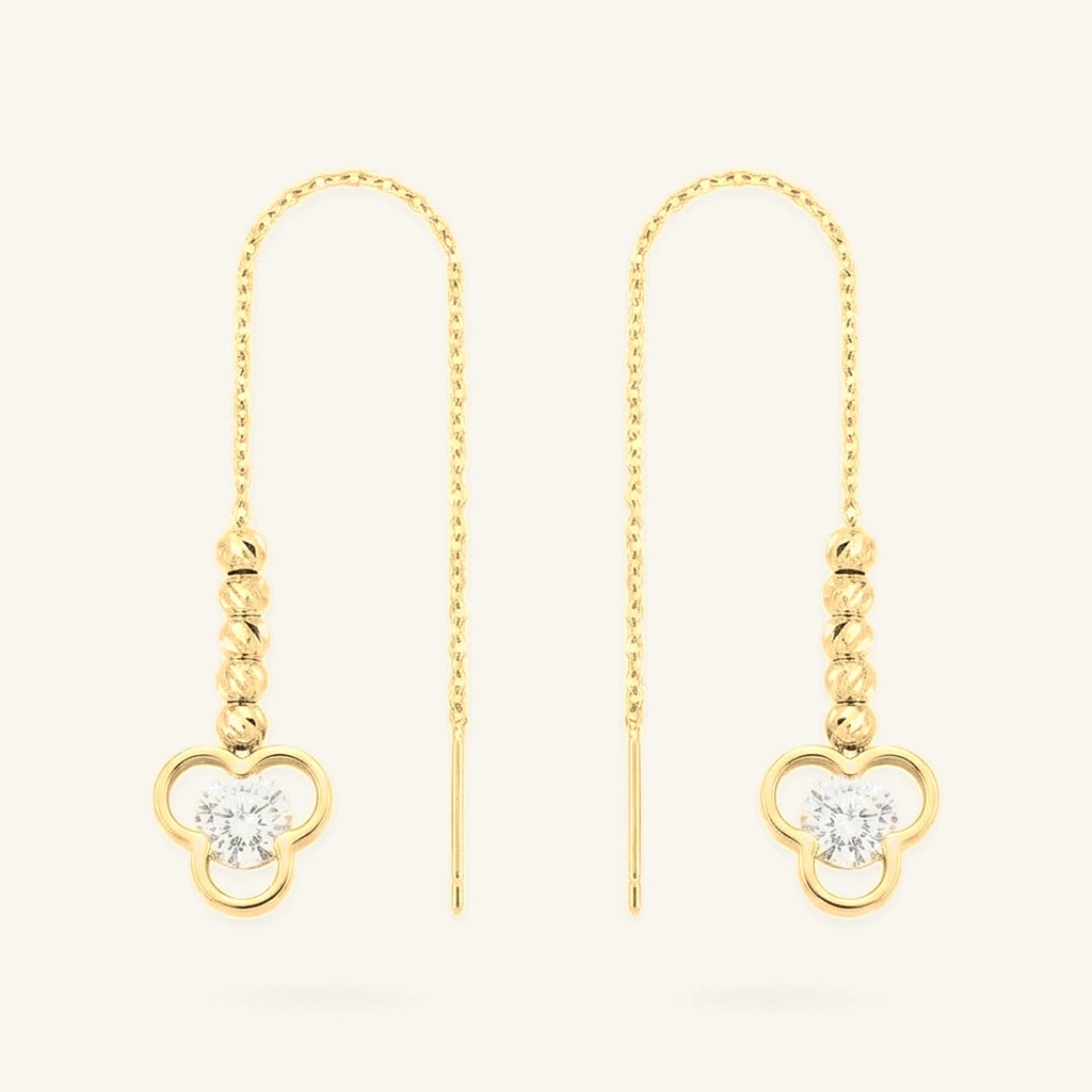 [VACOOL036150] Aretes Pasador Trébol Cristal · Oro Laminado 18K