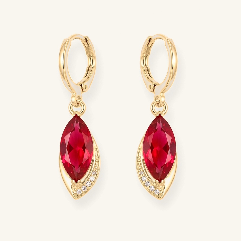 [VACOOL036185] Aretes Marquesa Rubí · Oro Laminado 18K