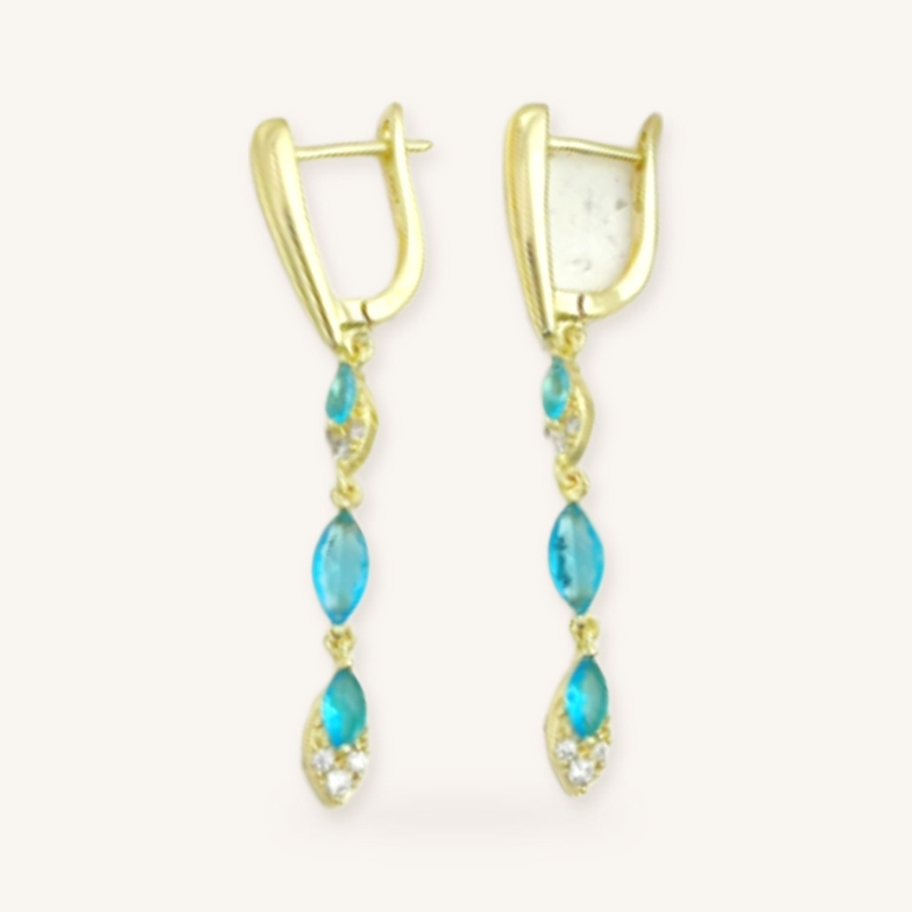 [VACOOL036223] Aretes Cascada Aqua · Oro Laminado 18K