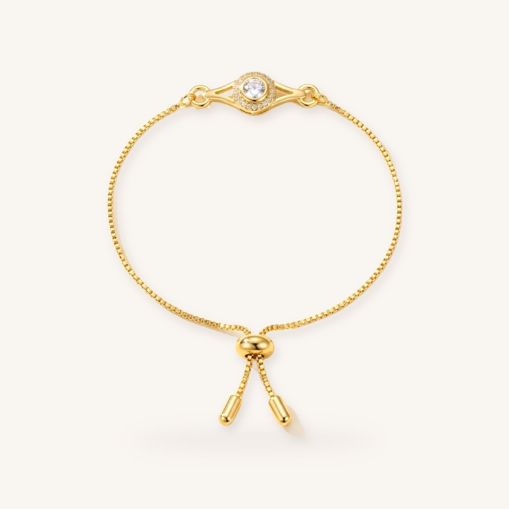 [VPULOL0906002] Pulsera Ojo Cristal Radiante · Oro Laminado 18K