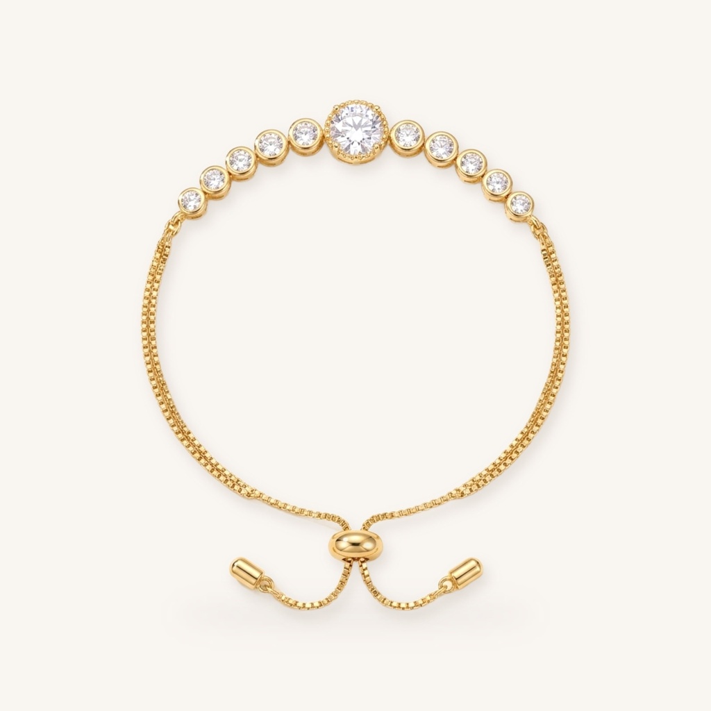 [VPULOL0906004] Pulsera Cristales Graduados · Oro Laminado 18K