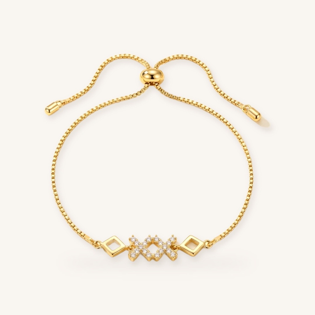 [VPULOL0906007] Pulsera Geometría Brillante · Oro Laminado 18K